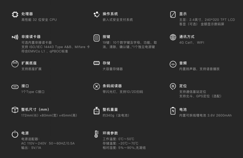 移動式刷卡掃碼支付終端，移動式食堂售飯機(jī)，美食城收款機(jī)